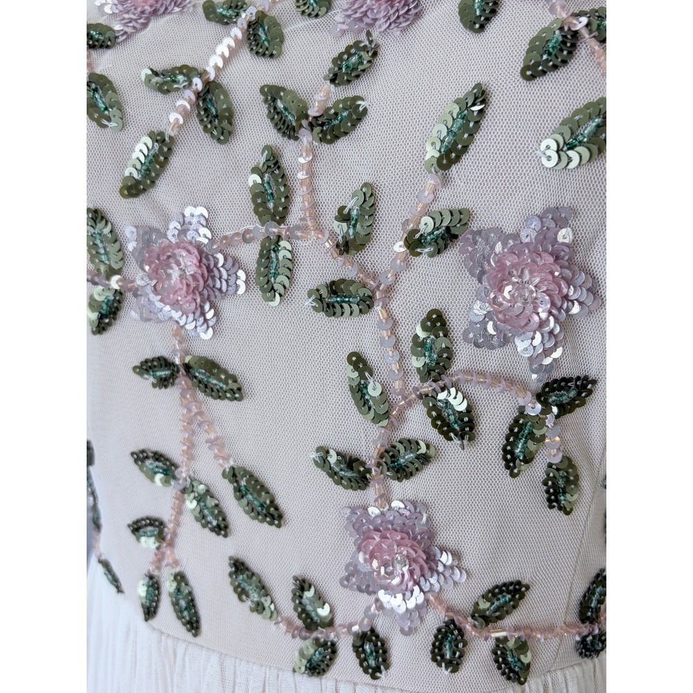 NWT Adrianna Papell Ivory Floral Beaded Sequin Maxi Dress Size 6 Garden Party - Picture 3 of 16